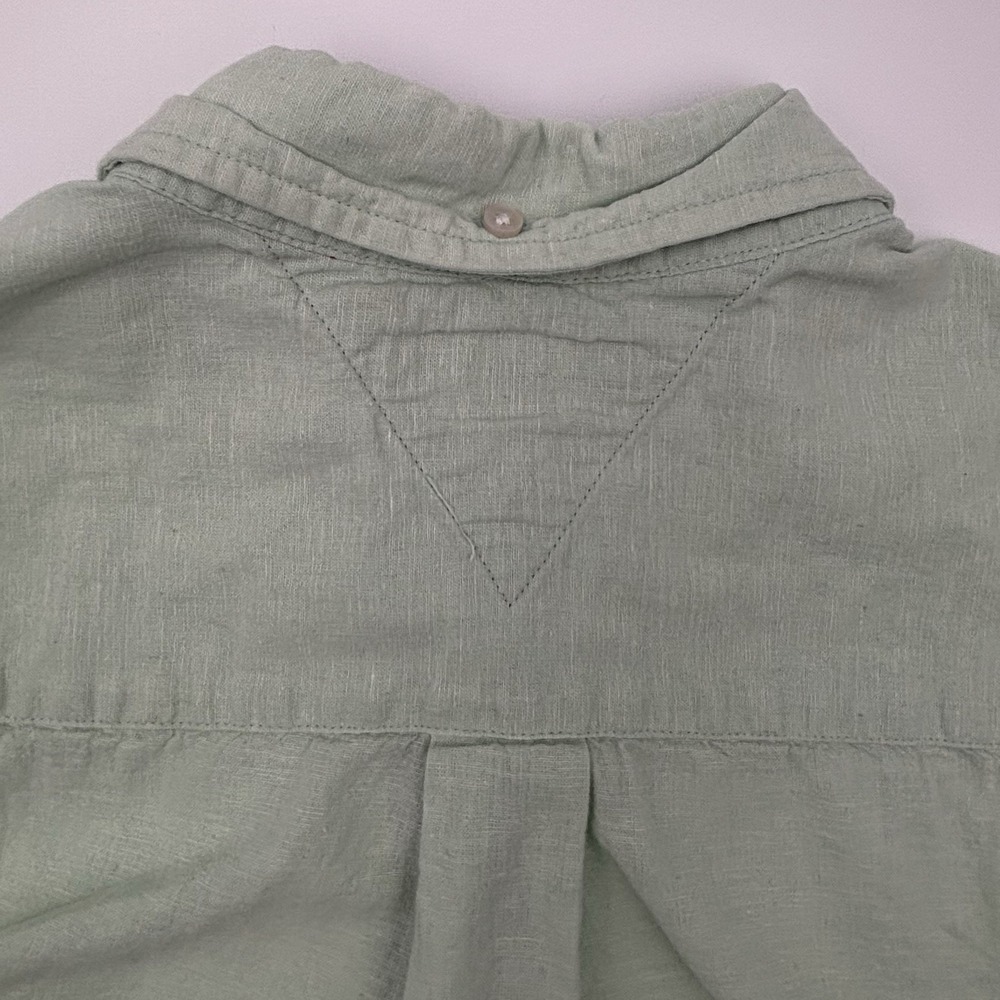 Tommy Hilfiger Shirt Mens XL Green Linen Cotton Button Down Short Sleeve Pocket - Picture 12 of 13